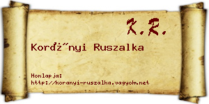 Korányi Ruszalka névjegykártya